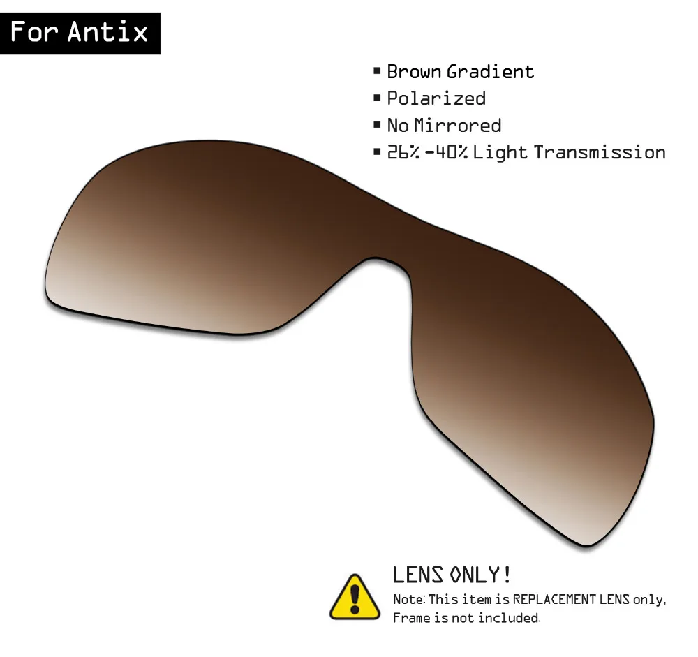 

SmartVLT Polarized Sunglasses Replacement Lenses for Oakley Antix - Brown Gradient Tint