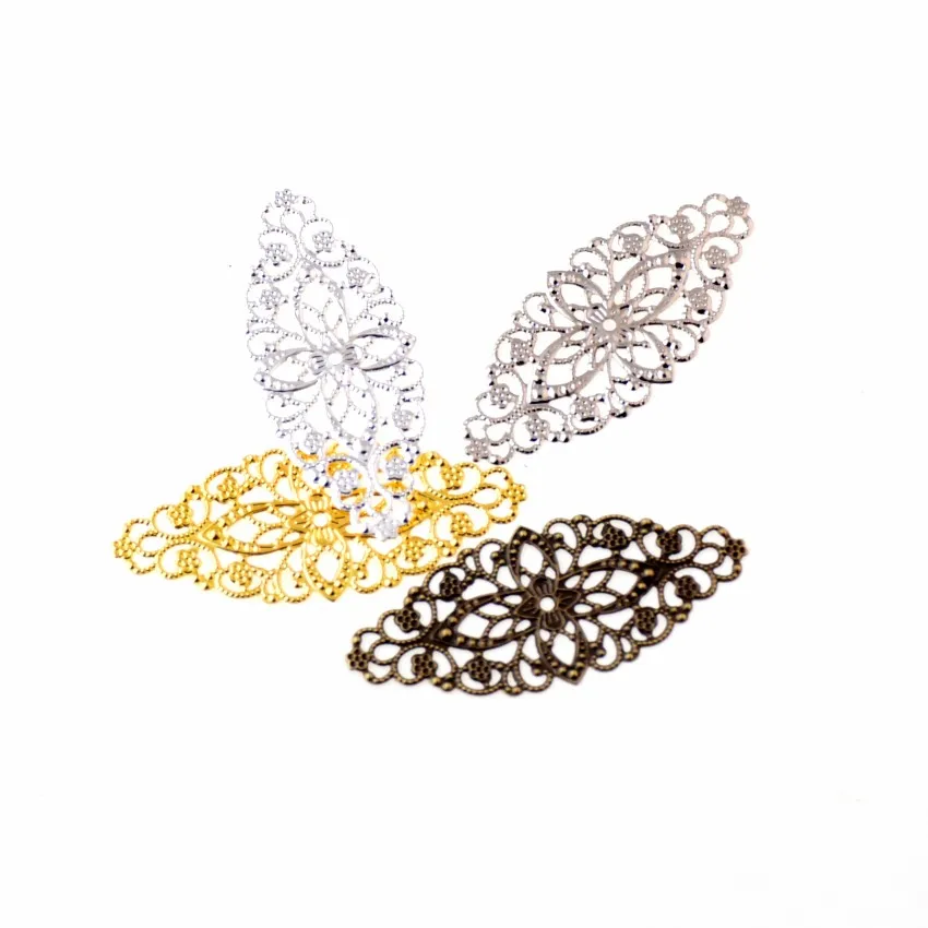 

25pcs Filigree Flower Wraps Connectors Metal Crafts Gift Decoration DIY Findings 60x26mm