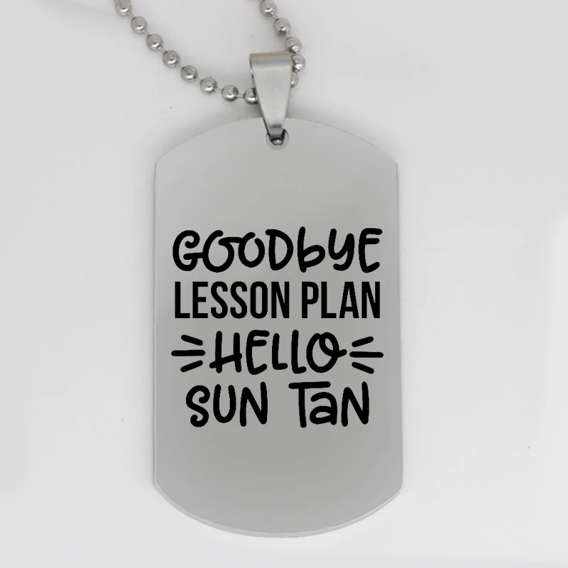 Ufine jewelry goodbye lesson plan hello sun tan pendant army card  stainless steel customed necklace N4355