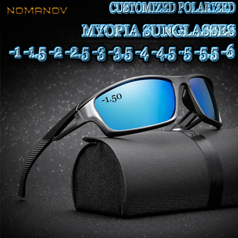 

2019 Sale New Custom Made Myopia Minus Prescription Polarized Lens Sport Sunglasses Colorful Mirror Coating Anti-wind -1 To-6