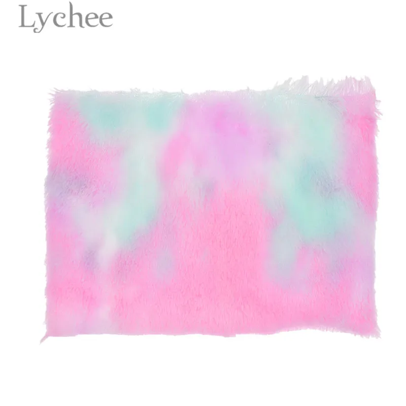 Lychee Life 21x29cm A4 Rainbow Fur Fabric High Ouality Flocking Fur Synthetic Leather DIY Sewing Material For Hair Accessories