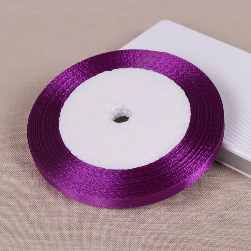 6mm-75mm 25Yards Purple Silk Satin Ribbon Wedding Party Decor Invitation Card Gift Wrapping Scrapbooking Supplies DIY Bow Craft