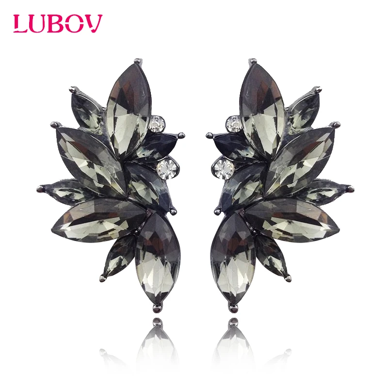 LUBOV 2018 Trendy Angel Wing Design Opal Stone Stud Earrings Women Elegant Crystal Earrings Christmas Gift Jewelry