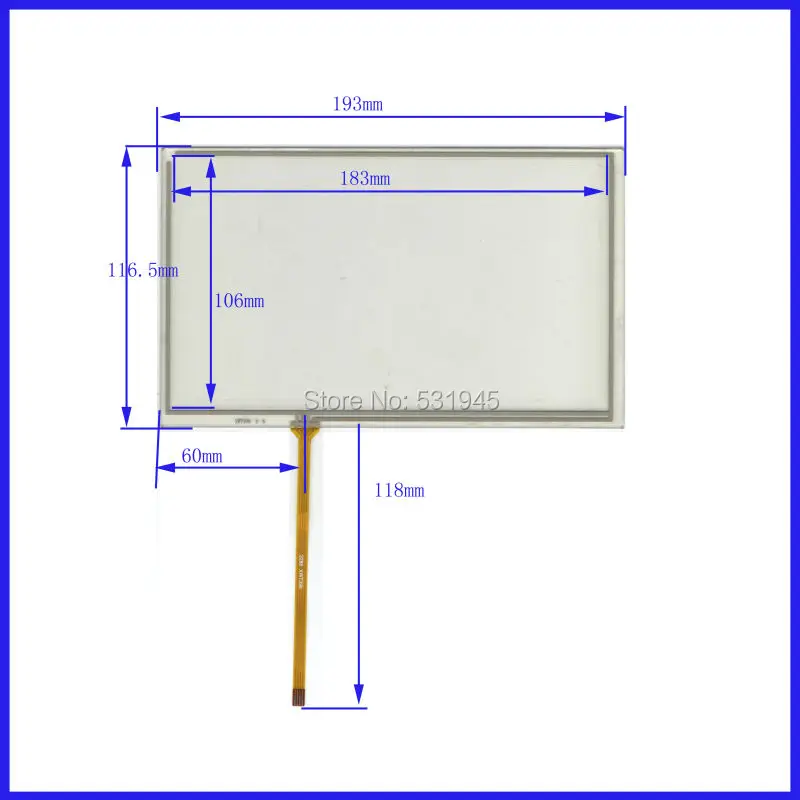 ZhiYuSun NEW 8 Inch TouchScreen193*117  193mm*117mm for industry applications XWT398 GLASS   onAT080TN display