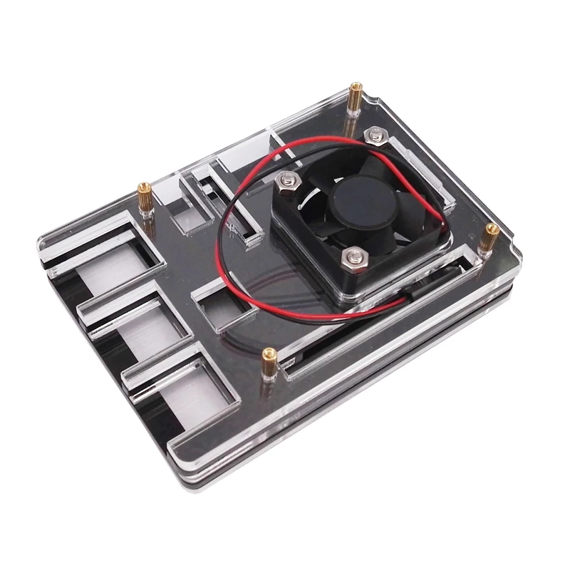 Raspberry pi 3 fall doppel farbe schwarz + transparent shell Mit kleinen fan