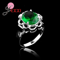 Fashion Rings Show Elegant Temperament Jewelry Womens Girls Colorful Crystal Ring 925 Sterling Silver Wedding Ring Retail