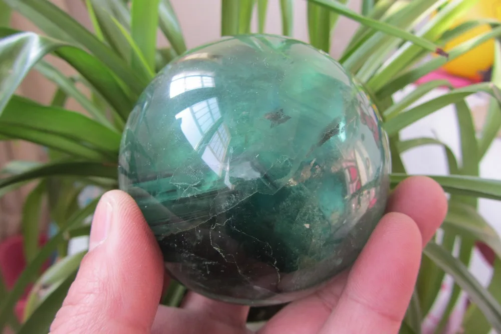 81mm AAA NATURAL PRETTY FLUORITE CRYSTAL SPHERE BALL HEALING