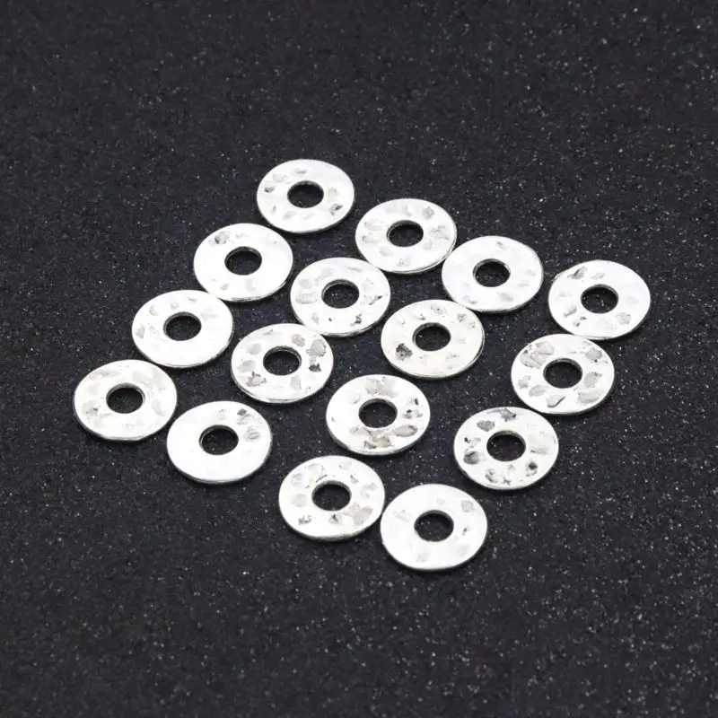 50 stücke silberne Farbe runde Metall perle dünne Dichtung lose Abstand halter Perle für Schmuck finden Loch 4mm Größe 12mm DIY Schmuck Zubehör – Detail 9