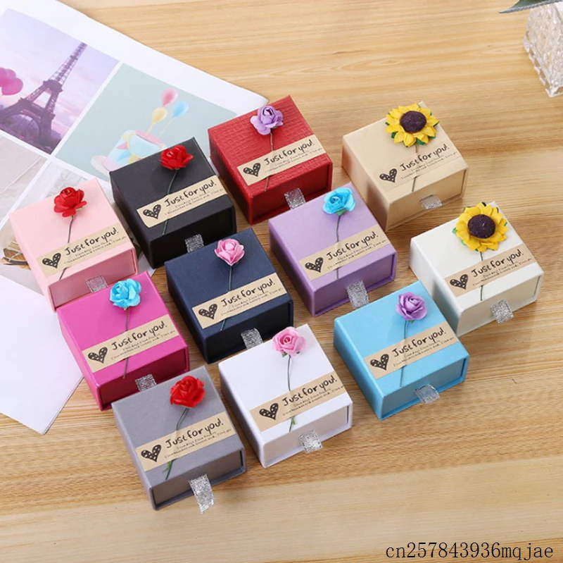 100pcs Kraft Paper Drawer Ring Bracelet Box Necklace Jewelry DIY Packaging Carton Small Birthday Gift Box