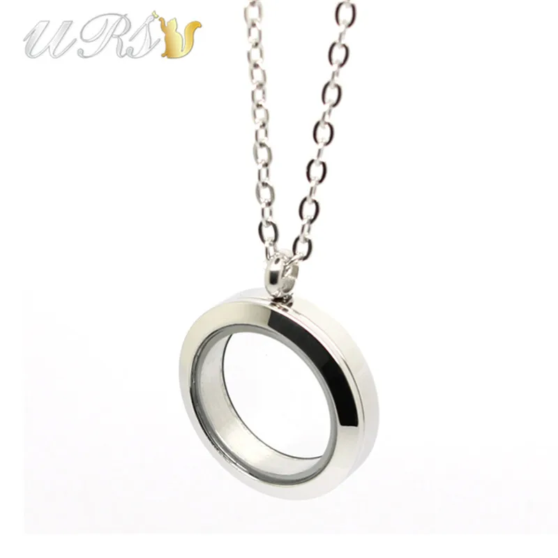 20mm/25mm/30mm/35mm twist-off waterproof locket 316L stainless steel plain floating memory locket pendant with necklace