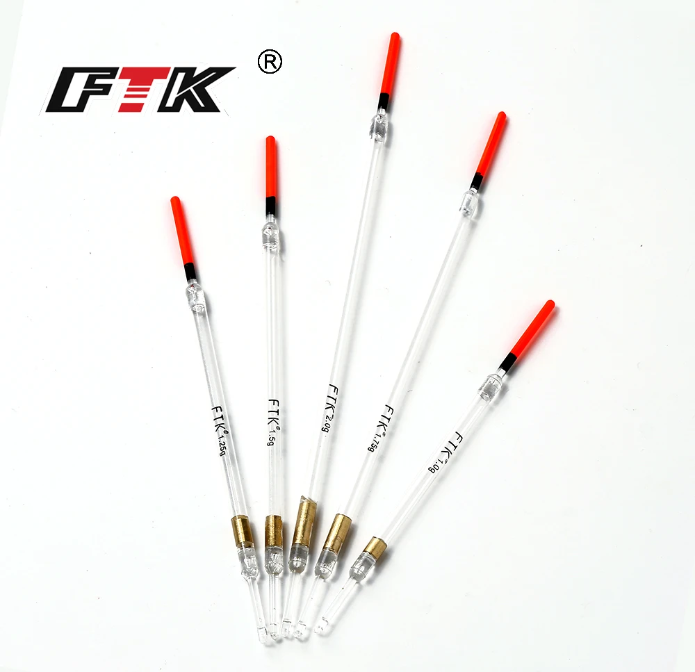 FTK FishingFloat 10PCS/Lot Nylon Plastic Float 1.0g/1.25g/1.5g/1.75g/2.0g Crystal Plastic Fishing Floats Tube Set Fishing Tackle