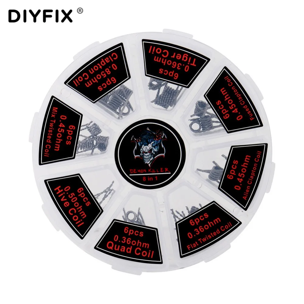 DIYFIX 8 in 1 Prebuilt Coils Premade Coil Prebuilt Heating Coil Wire for Electronic Cigarette RDA RTA RBA RDTA Atomizer DIY Tool