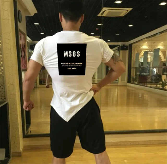 Muscleguys marka odzież gimnastyczna Fitness koszulka kulturystyka bez pracy nie ma kołaczy koszulka z nadrukiem męska koszulka slim fit