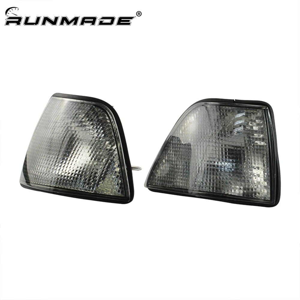 

runmade 1pair Car Corner Lights Day Lamps Side lights For BMW E36 3-Series 4DR Sedan 1992-1998 Smoke Lens