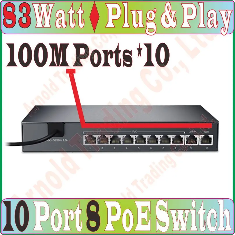 

Replace Tenda TEF1109P, 10-Port 10/100Mbps Fast Ethernet Network PoE Switch 802.3af/at 260M 83W PoE Power, 4KV Lightning Protect