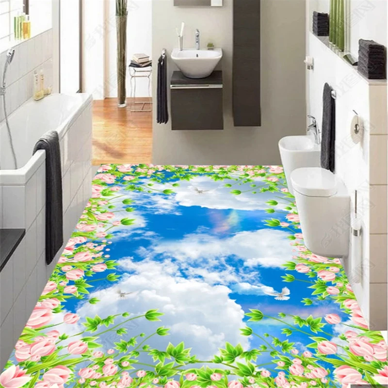 

Blue sky white clouds dream Ceiling wallpaper waterproof self-adhesive bedroom 3D floor tiles Custom 3D wallpaper papel tapiz