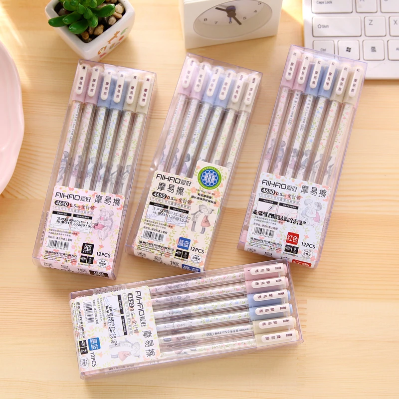 Aihao 4650 0.5มม.ปากกา Erasable แรงเสียดทานลบเจลปากกา12ชิ้น/ล็อต