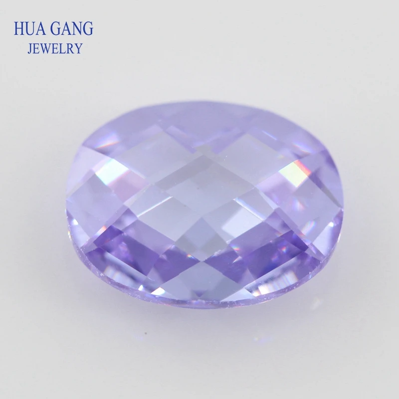 Lavender CZ Stone Oval Shape Double Checkerboard Synthetic Gems Cubic Zirconia For Jewelry Size 3x5~13x18mm