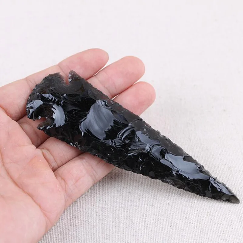 

High Quality 100% Natural Obsidian Stone Original Arrow Quartz Mineral Crystals Wand Healing Implication Energy Stone