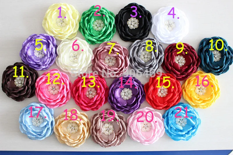 Satin Burn flowers 120pcs without  Rhinestone Center