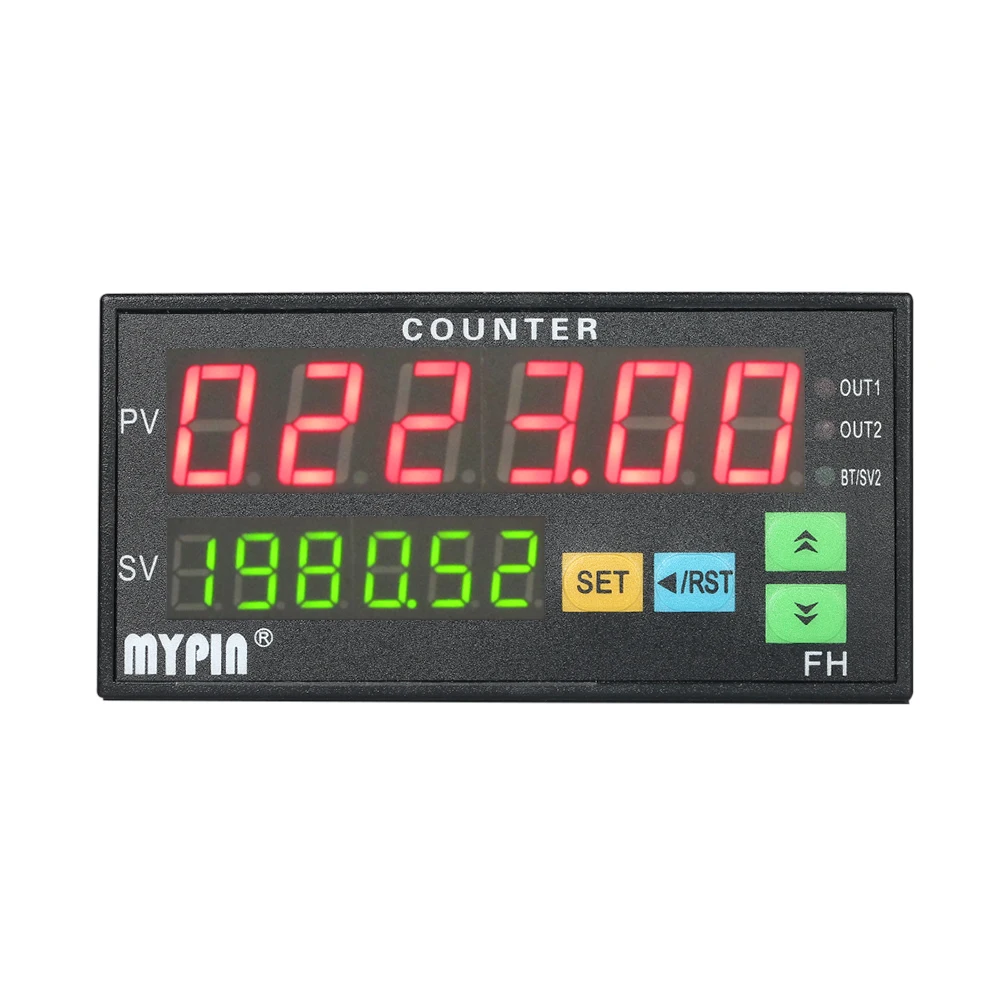 Multi-functional Dual LED Display 6 digits Digital Counter 90~265V AC/DC Length Meter with 2 Relay Output and Pulse PNP NPN