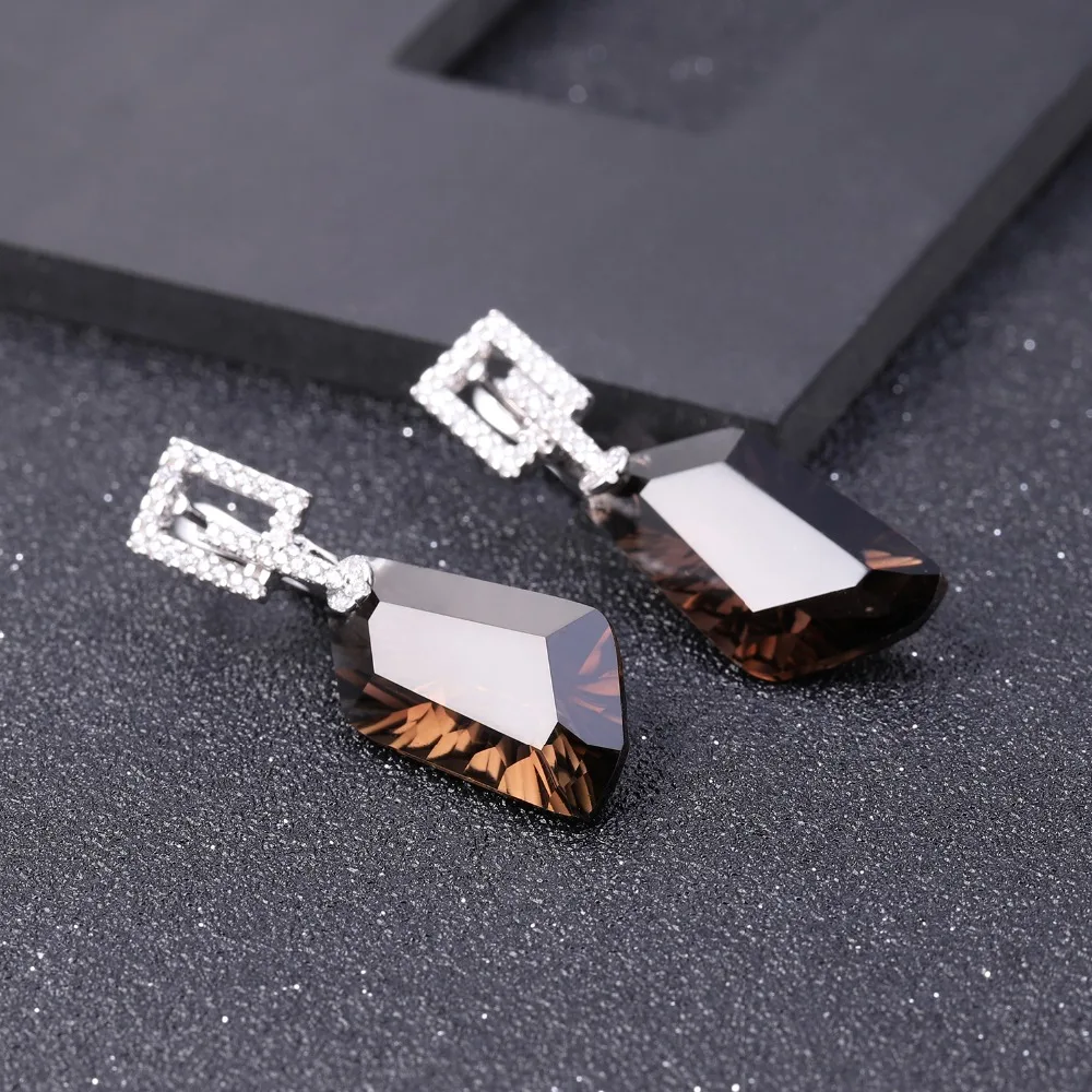 GEM\'S BALLET 925 Sterling Silver Dazzling Earrings Natural Smoky Quartz Gemstone Drop Earrings Fine Jewelry for Women Gift
