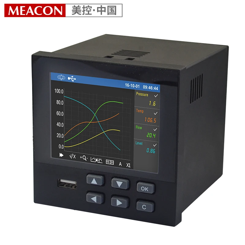 Temperature Industrial Curve Data of Multiplex Paperless Recorder Pressure, Current and Voltage Controlled by U.S.A.