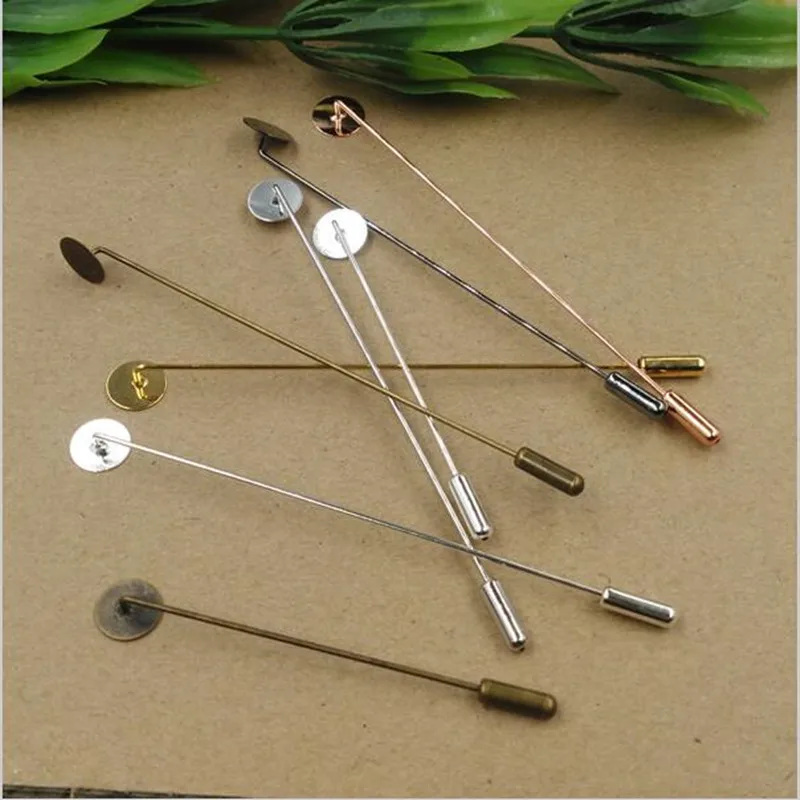 10mm Pad Copper Safety Brooch Pins Lapel Pin Blank for men Brooches, metal men lapel pins base bezel setting for suits badge