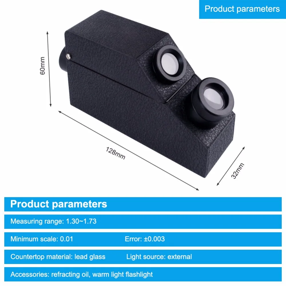 Yieryi Gem Instrument Gem Tool Gem Refractometer Diamond Detector External With Light Source Measurement Range : 1.30 ~ 1.81Ri