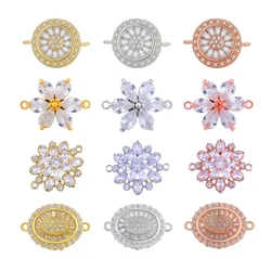 Juya 3Pcs/Lot Handmade Decorative Cubic Zirconia Flower Charms Connectors Accessories For DIY Bracelet Earring Jewelry Making