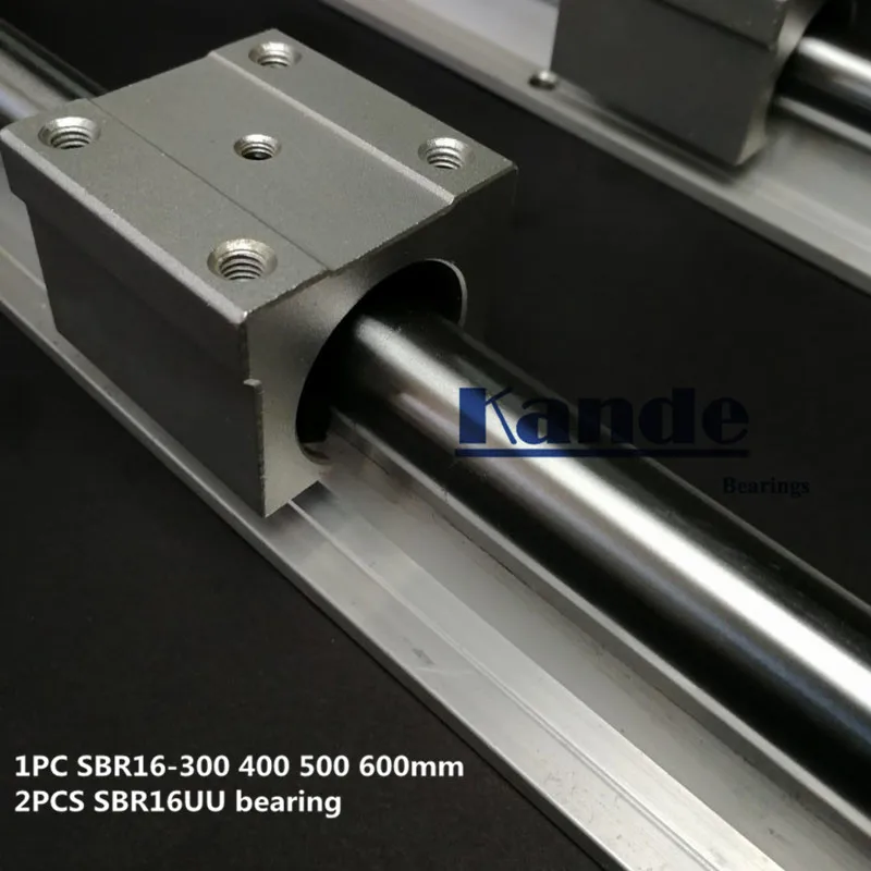 linear rail 16mm SBR16 - 300 400 500 600 mm  1 pc  linear guide SBR16 + 2 pcs SBR16UU blocks for CNC