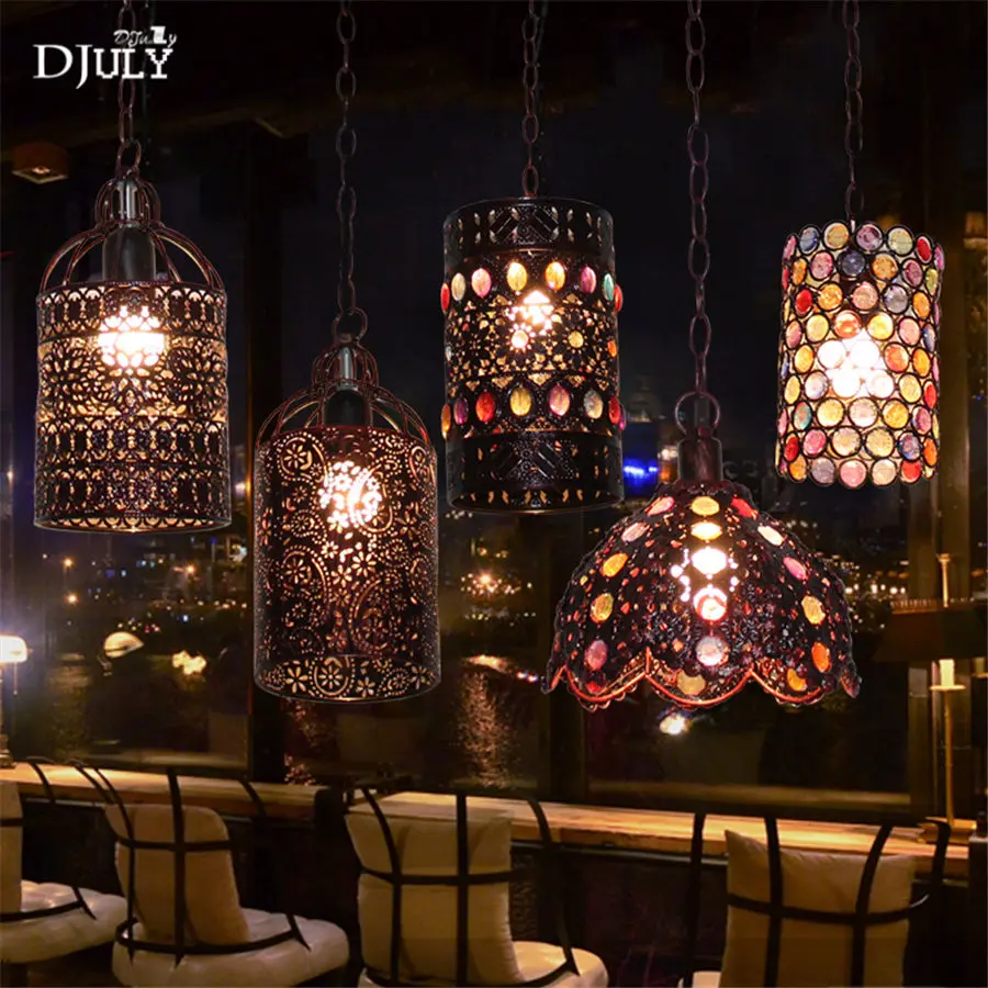 

American country Handmade beading pendant lights for coffee store dining room loft decor hanging light fixtures industrial lamp