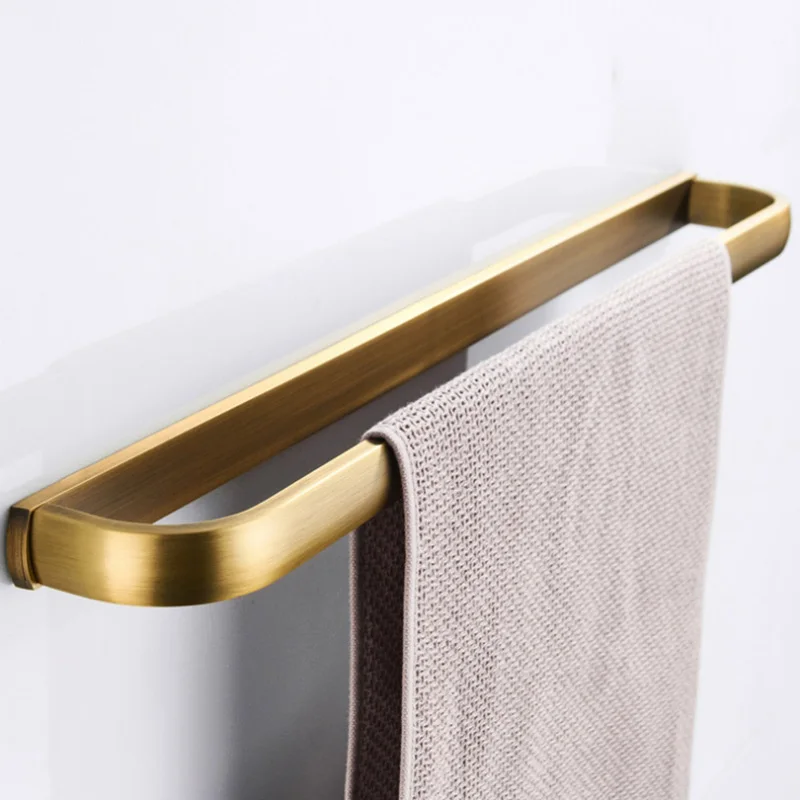 Antique Single Towel Bar Bronze Black Bathroom Towel Holder Rose Gold Nickel Brass White Towels Rail Shelf Chrome Wall Mounted