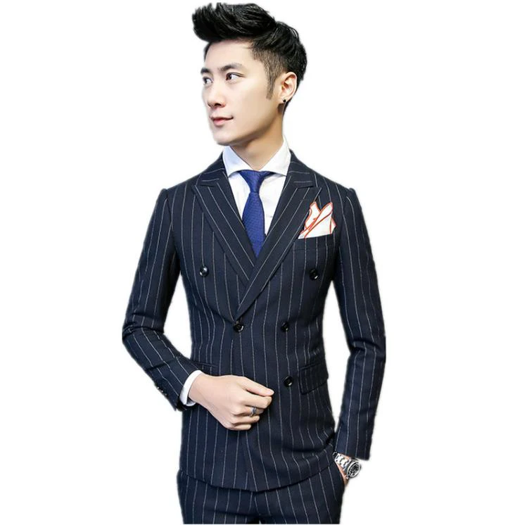

Men Slim Fit Suits Men's Wedding Business Suits Men Double Breasted Tuxedo High Quality Casual Skinny Suits (Jacket+Vest+Pants)