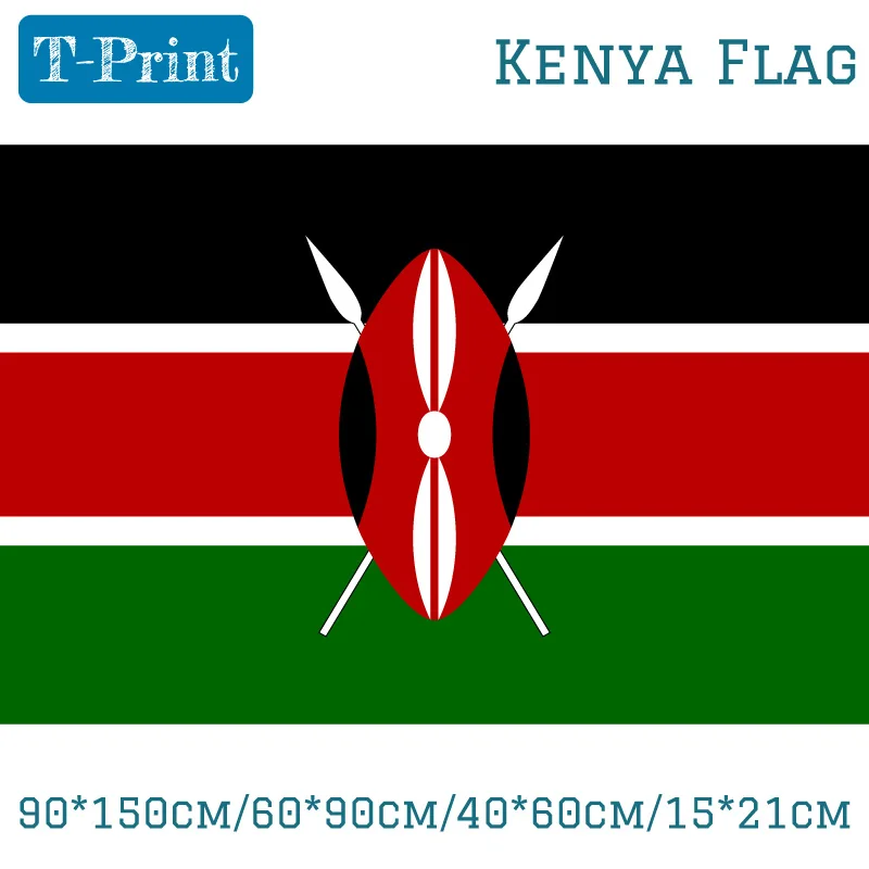 Kenya Flag 3*5ft 90*150cm/60*90cm/40*60cm Polyester Banner National Day Sports games Sports meeting Gift Flag Banner Decoration