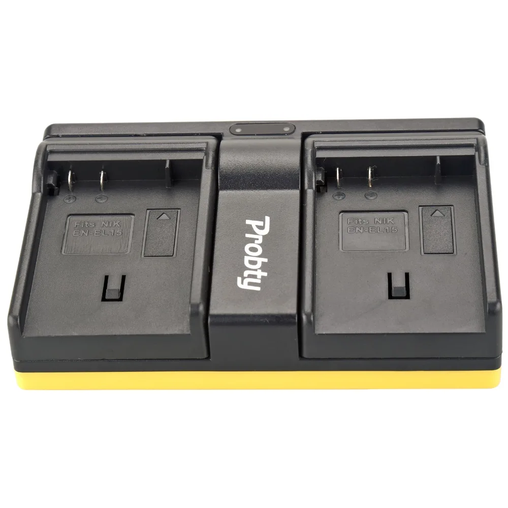 Probty 2 قطعة EN-EL15 EN EL15 كاميرا البطارية + USB شاحن مزدوج لنيكون D600 D600E D800 D800E D7000 V1 MH-25 MB-D11 MB-D12