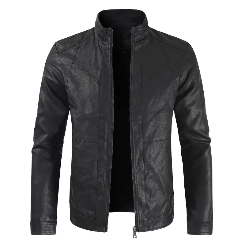 Men Leather Jacket Spring Men\'s Casual Stand collar Motorcycle PU Leather Jacket Coat Outerwear Male clothes jaqueta de couro