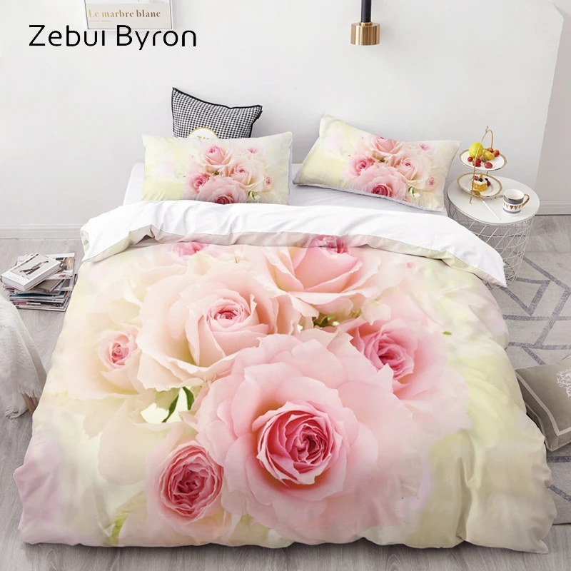 3D Bedding Set AU Custom/Europe,Duvet Cover Set USA Queen/King,Quilt/Blanket Cover Set,Bedclothes Wedding Rose,drop ship