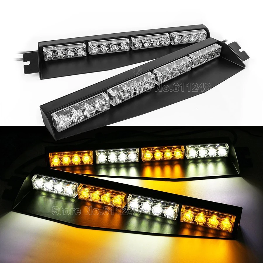 32LED Car Visor Strobe Lights Front Windshield Police Warning Strobe light Traffic Emergency Vechicle Flash Beacon Amber White