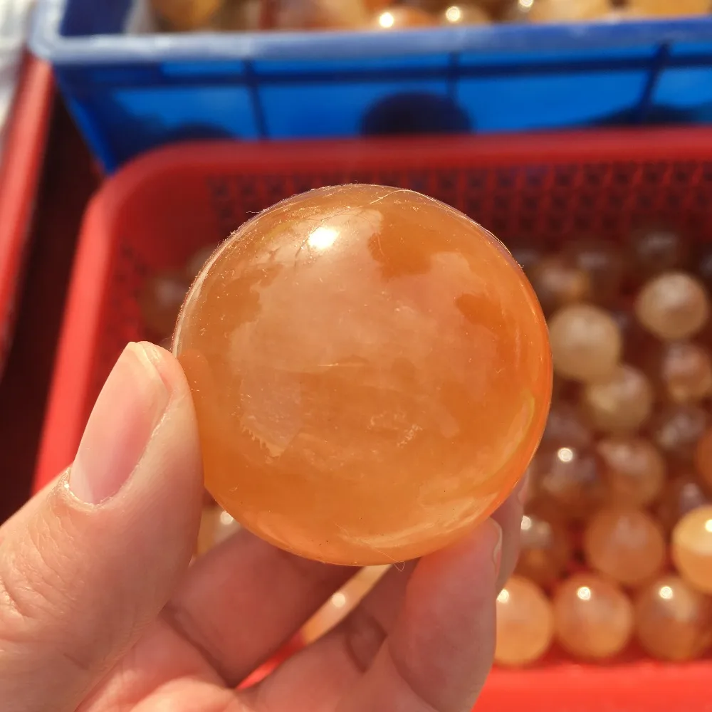 50mm Natural Citrine Calcite Quartz Crystal Sphere Ball Healing Gemston