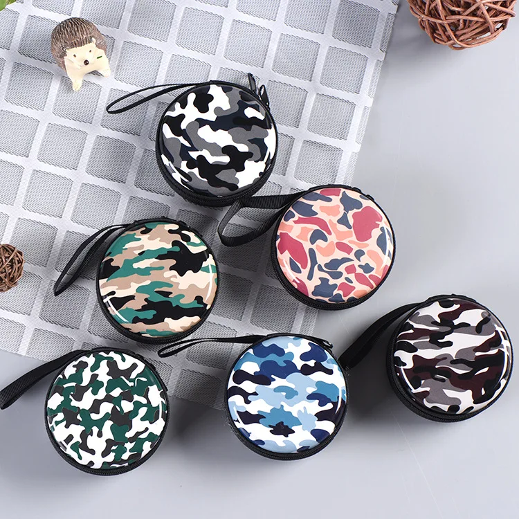 12 Pcs Outdoor Camouflage Round Tin Iron box / Mini Pouch / Metal Case/ Coin Storage Headset Bag/Children Gift