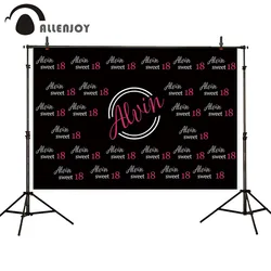 Allenjoy logo photography background sweet 16 18 birthday party step repeat photophone black backdrops photo photozone wallpaper