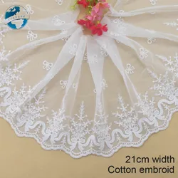 21cm Wide Cotton Embroid Lace Edge Sewing Ribbon Guipure Trim Wedding DIY Garment Curtain Accessories African Doll lace#3953