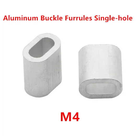 100pcs M4 4mm Aluminum Buckle Furrules Crimping Sleeve Oval Clip Singlle-hole ellipse Wire Rope Clamp Rigging Wire Colis