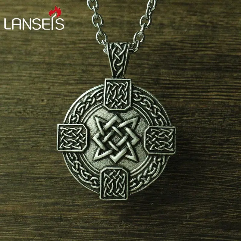 

lanseis 10pcs viking men necklace pendant slavic Ruth Cross pendant small Svarog square talisman pagan jewelry