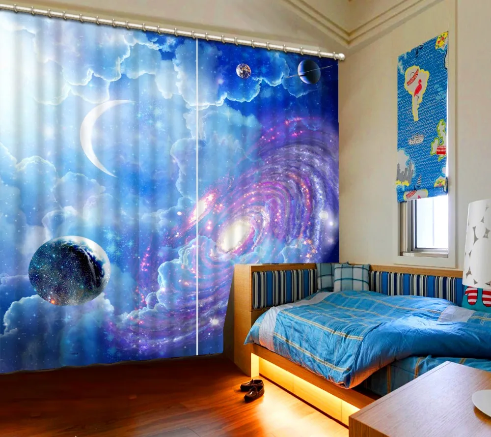 

Blackout Shade Window Beautiful Photo 3d curtains Custom any size Sky Planet colorful window curtains photo print curtains