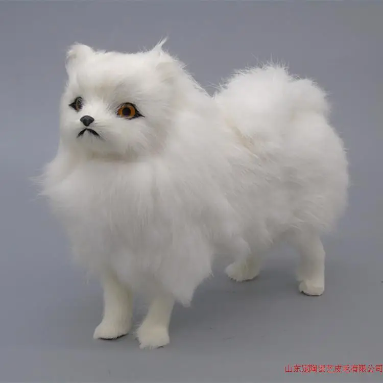 

white simulation dog polyethylene & furs standing Pomeranian doll gift about 22x7x19cm 226