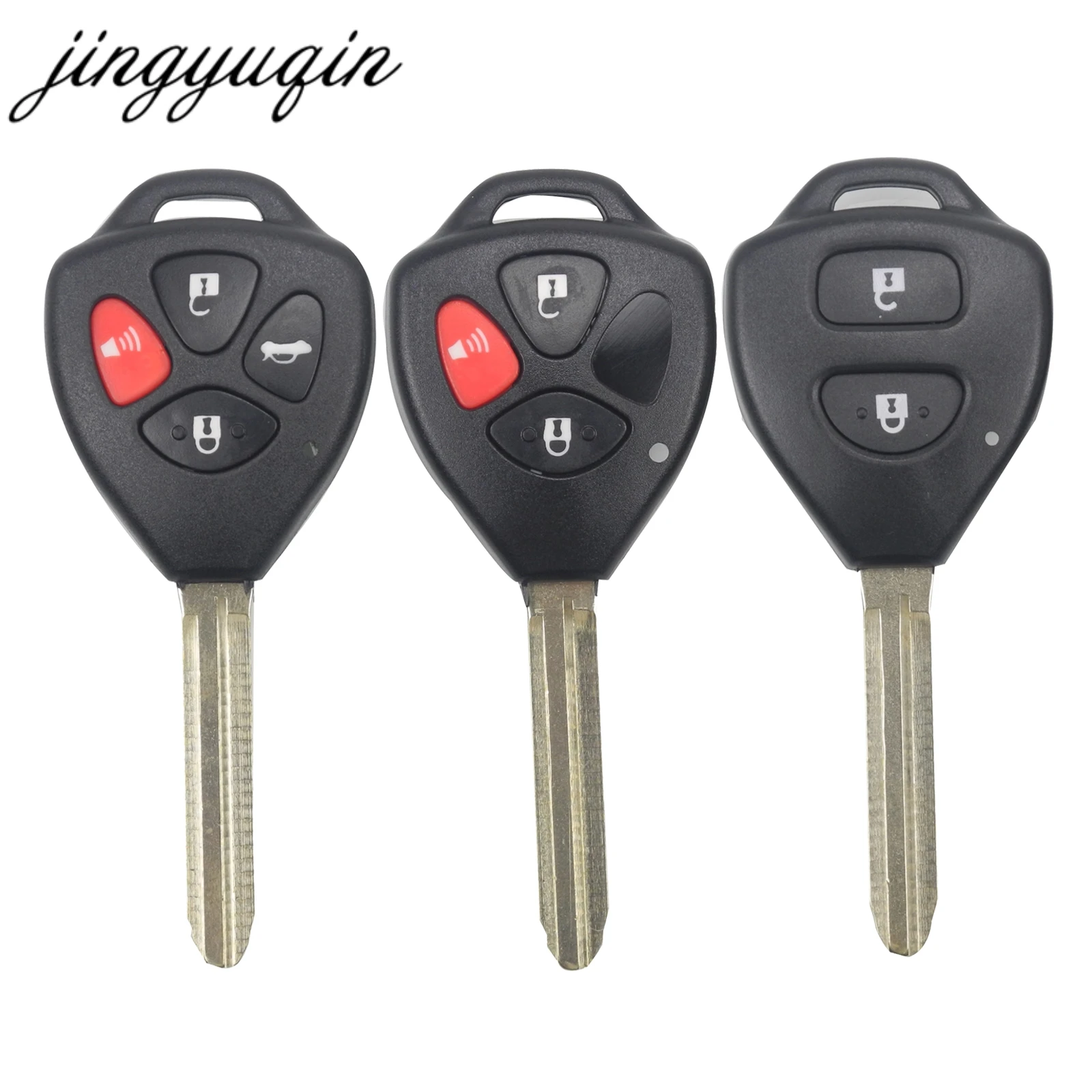 

jingyuqin 50pcs/lot 4 Button Remote Key Shell Fob For TOYOTA Corolla Avalon Camry Matrix RAV4 Venza Yaris Case Uncut Blade