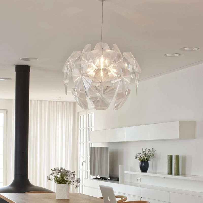 BLUBBLE Transparent Leaves Acrylic Laser Pendant Lights  Pendant Lamp Originality Modern Simple Hanging Lamp