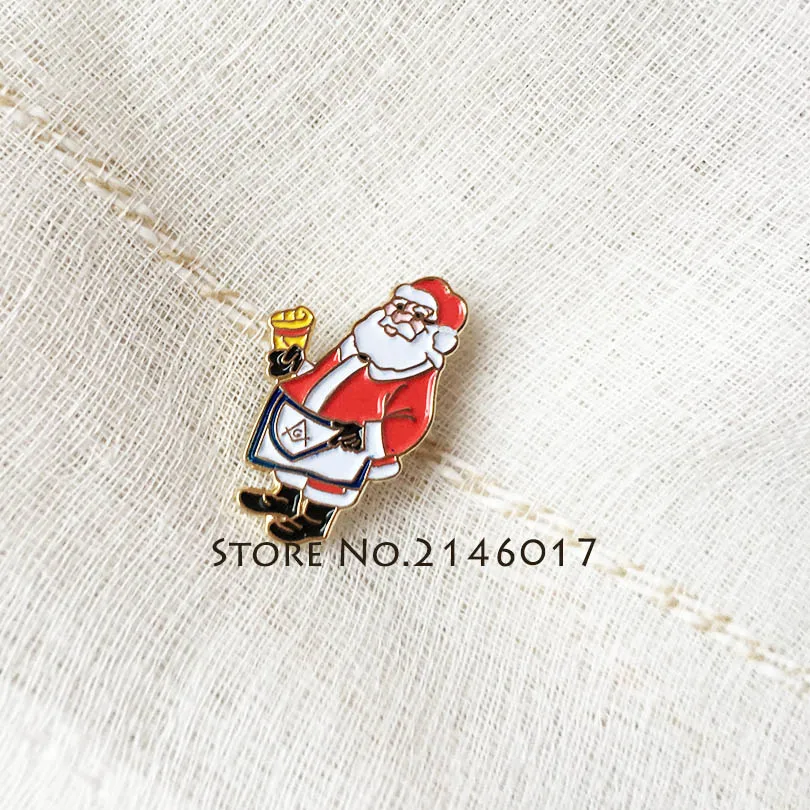 50pcs Master Apron Lapel Pin Santa Masonic Christmas Badge Mason Freemason Cartoon Xmas Men Custom Enamel Metal Pins Brooch